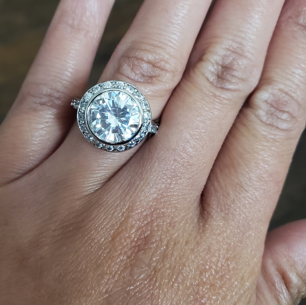 3ct CZ White Gold Rhodium Ring